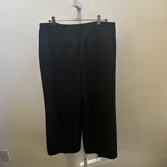 White House Black Market Black Cropped Wide Leg Lined Dress Pants Sz 10 - Picture 11 of 12